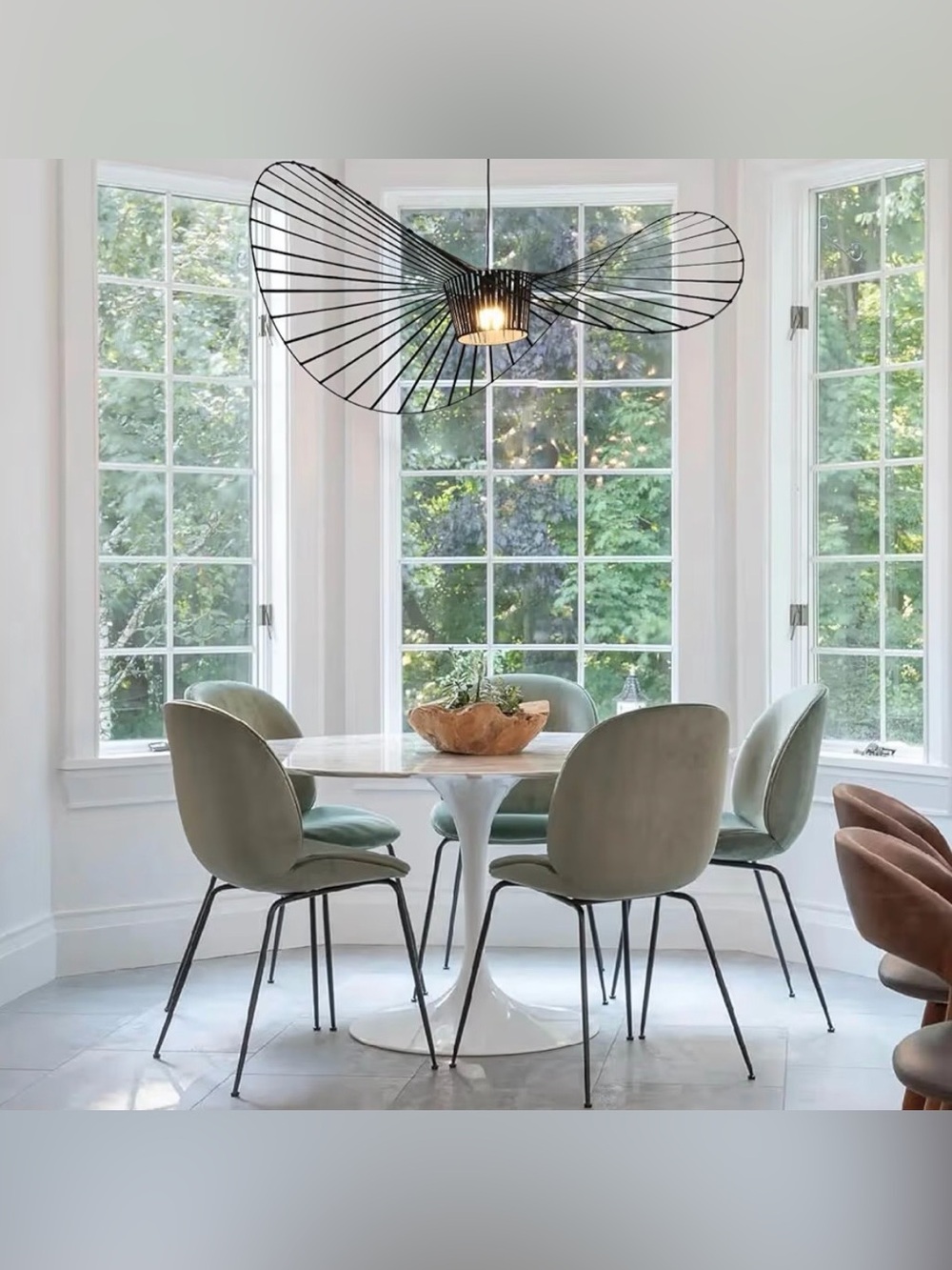 New West Elm XL Modern Black Woven Boho Hanging Chandelier Light Fixture Pendant - Picture 4 of 6